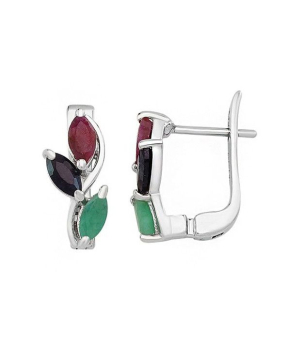 Серебряные серьги микс камней – Mirserebra925.ru