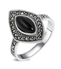 Серебряное кольцо с марказитом ‒ Mirserebra925.ru