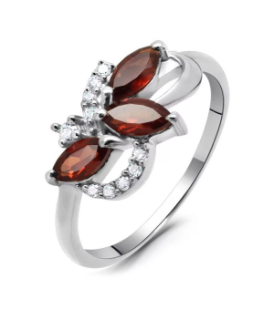 Серебряное кольцо с гранатом – Mirserebra925.ru