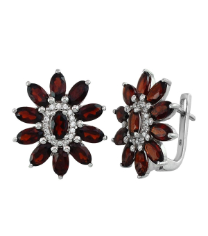 Серебряные серьги с гранатом – Mirserebra925.ru