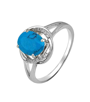Серебряное кольцо с бирюзой ‒ Mirserebra925.ru