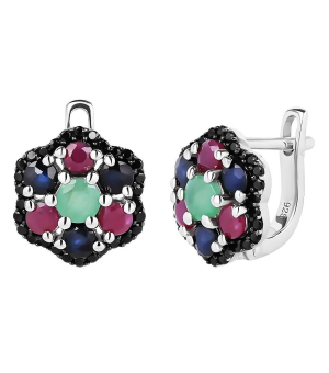 Серебряные серьги микс камней – Mirserebra925.ru