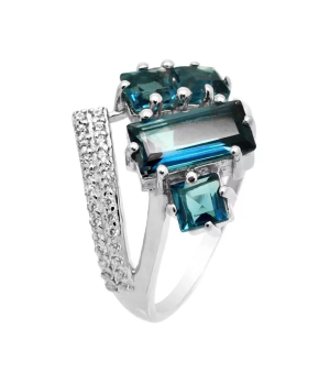 Серебряное кольцо с лондон топазом кварц ‒ Mirserebra925.ru