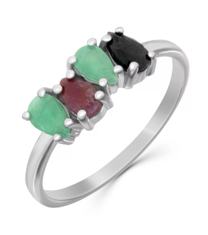 Серебряное кольцо микс камней – Mirserebra925.ru