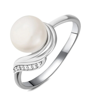 Серебряное кольцо с жемчугом ‒ Mirserebra925.ru