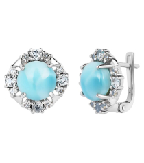 Серебряные серьги с ларимаром ‒ Mirserebra925.ru