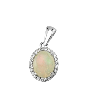 Серебряная подвеска с опалом белым – Mirserebra925.ru