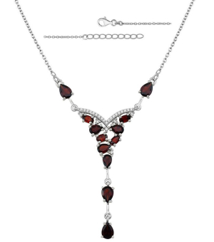 Серебряное колье с гранатом – Mirserebra925.ru