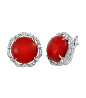 Серебряные серьги с кораллом ‒ Mirserebra925.ru