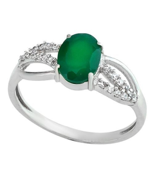 Серебряное кольцо с зеленым агатом ‒ Mirserebra925.ru