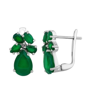 Серебряные серьги с зеленым агатом ‒ Mirserebra925.ru