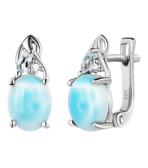 Серебряные серьги с ларимаром ‒ Mirserebra925.ru