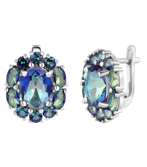 Серебряные серьги с мистик кварцем ‒ Mirserebra925.ru