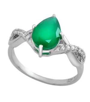 Серебряное кольцо с зеленым агатом ‒ Mirserebra925.ru