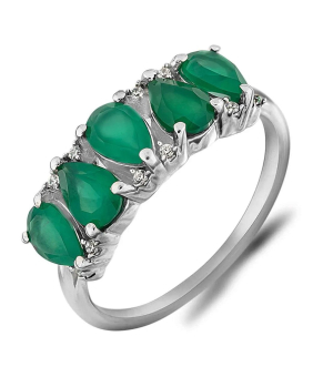 Серебряное кольцо с зеленым агатом ‒ Mirserebra925.ru