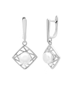 Серебряные серьги с жемчугом ‒ Mirserebra925.ru