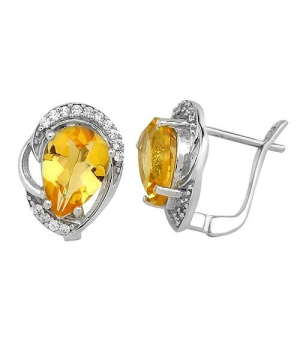 Серебряные серьги с цитрином – Mirserebra925.ru
