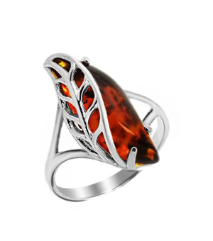 Серебряное кольцо с янтарем ‒ Mirserebra925.ru