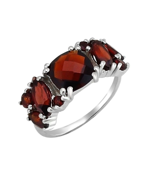Серебряное кольцо с гранатом – Mirserebra925.ru