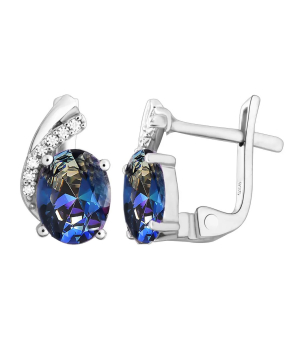 Серебряные серьги с мистик кварцем ‒ Mirserebra925.ru