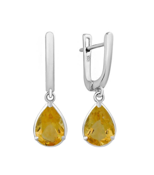 Серебряные серьги с цитрином – Mirserebra925.ru