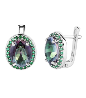 Серебряные серьги с мистик кварцем ‒ Mirserebra925.ru