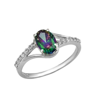 Серебряное кольцо с мистик кварцем ‒ Mirserebra925.ru