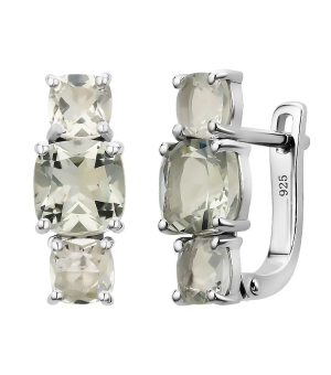 Серебряные серьги с зеленым аметистом – Mirserebra925.ru