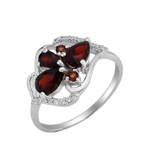 Серебряное кольцо с гранатом – Mirserebra925.ru