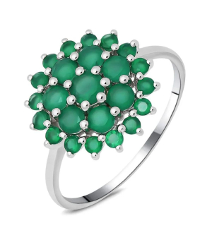 Серебряное кольцо с зеленым агатом ‒ Mirserebra925.ru