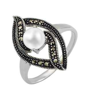 Серебряное кольцо с марказитом ‒ Mirserebra925.ru