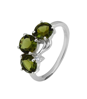 Серебряное кольцо с оливковой шпинелью – Mirserebra925.ru