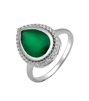 Серебряное кольцо с зеленым агатом ‒ Mirserebra925.ru