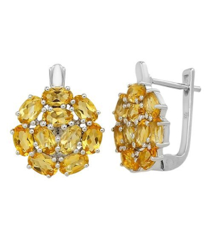 Серебряные серьги с цитрином – Mirserebra925.ru