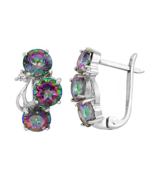 Серебряные серьги с мистик кварцем ‒ Mirserebra925.ru