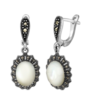 Серебряные серьги с марказитом ‒ Mirserebra925.ru