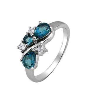 Серебряное кольцо с лондон топазом кварц ‒ Mirserebra925.ru