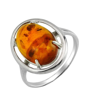 Серебряное кольцо с янтарем ‒ Mirserebra925.ru