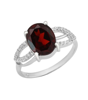 Серебряное кольцо с гранатом – Mirserebra925.ru