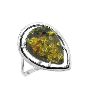 Серебряное кольцо с янтарем ‒ Mirserebra925.ru