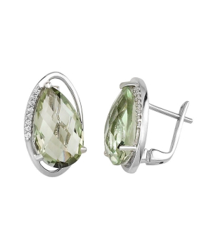 Серебряные серьги с зеленым аметистом – Mirserebra925.ru