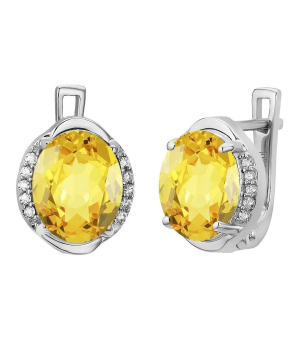 Серебряные серьги с цитрином – Mirserebra925.ru