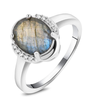 Серебряное кольцо с лабрадоритом ‒ Mirserebra925.ru
