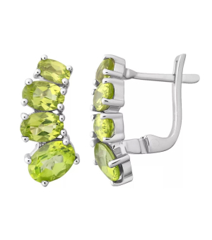 Серебряные серьги с хризолитом – Mirserebra925.ru