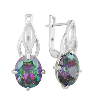 Серебряные серьги с мистик кварцем ‒ Mirserebra925.ru