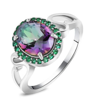 Серебряное кольцо с мистик кварцем ‒ Mirserebra925.ru